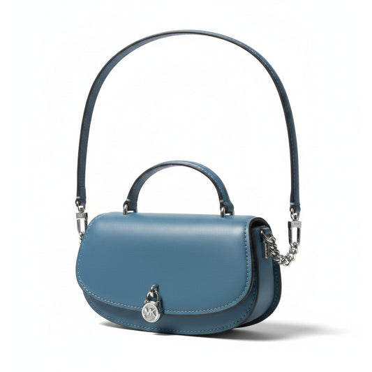 Michael Kors Mila Cornflower Blue Leather Saddle Bag, Women