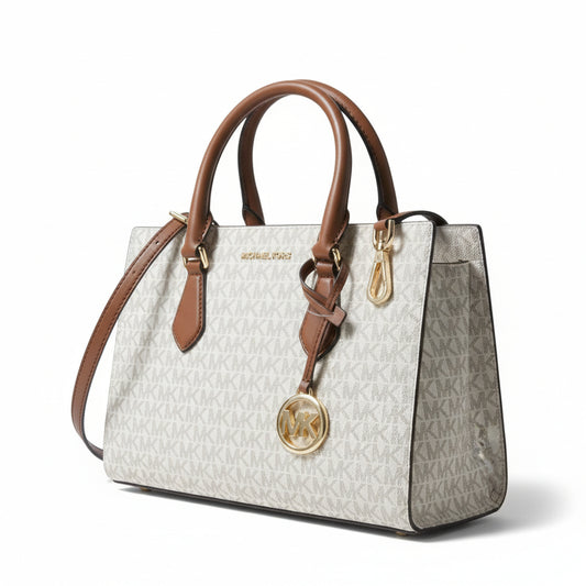 Michael Kors Signature Print Satchel Vanilla Brown (35S3G6HS2B-VANILLA) Women