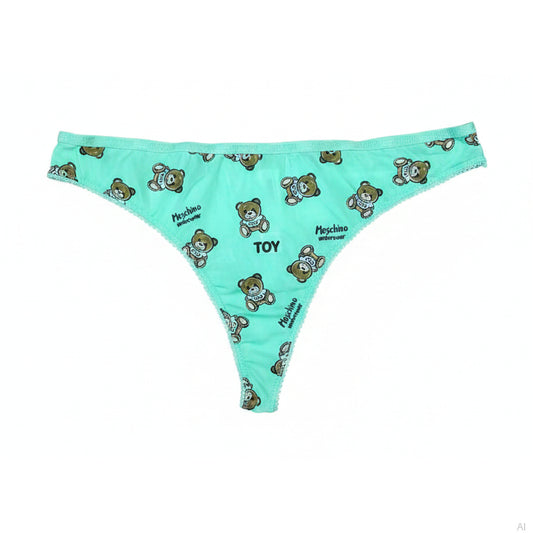 Moschino Teddy Bear Print Thong Mint Green, Women