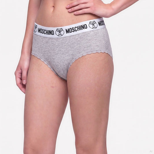 Moschino Logo Waistband Brief Gray (A13154410-0489), Women