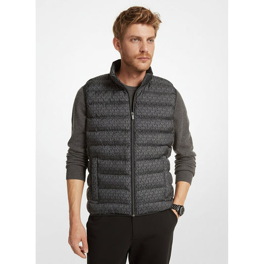 Michael Kors Logo Print Puffer Vest Black (MC6907LG1-BLACK) Men