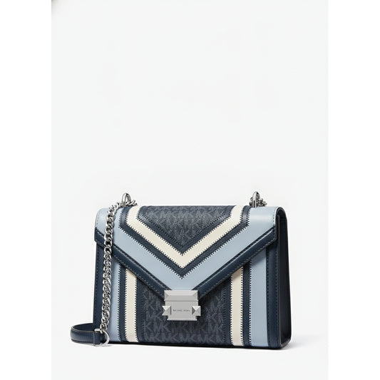 Michael Kors Whitney Chevron Stripe Shoulder Bag Pale Blue Multi, Women