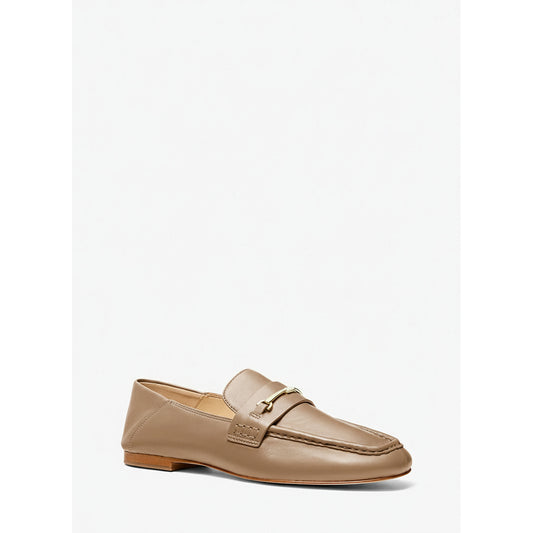 Michael Kors Beige Leather Loafers Gold Hardware (40R5LEFP1L-HUSK) Women