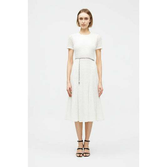 Michael Kors White Eyelet Midi Dress (JT583325ZV-WHITE) Women