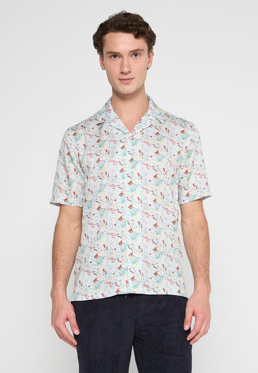 Lindbergh AOP viscose resort collar S/S (ZZO2KJC04-K00) Men