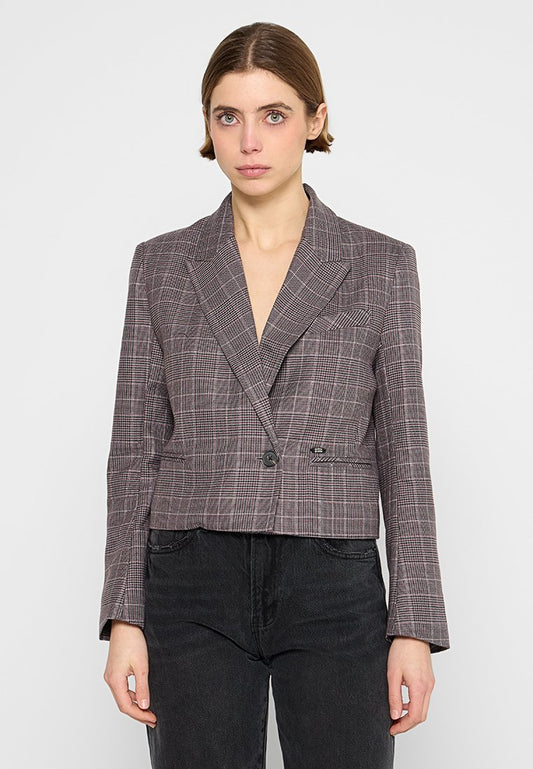 Scotch & Soda Lurex plaid cropped blazer Grey (ZZO2TZ417-G00) Women