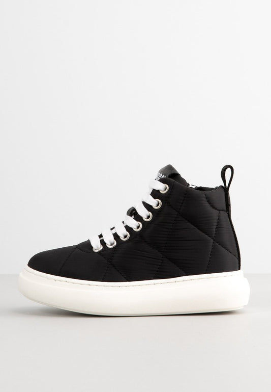 MSGM PADDED AND QUILTED FABRIC HIGH TOP SNEAKERS LACE UP Black (ZZO2LMY01-Q00) Kids