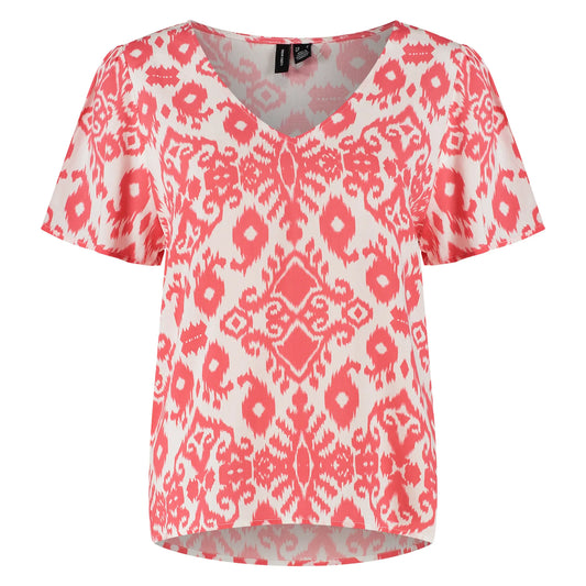 Vero Moda Easy Joy V-neck S/S Shirt (10307987-DUBARRY) Women
