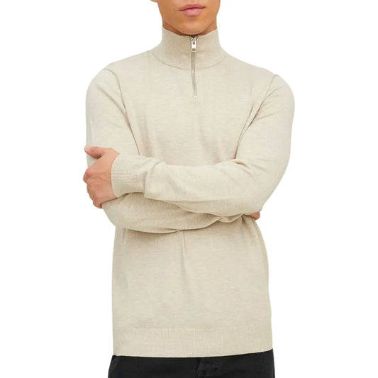 Jack & Jones Emil Knit Half Zip Knitted sweater (12189339-OATMEAL) Men