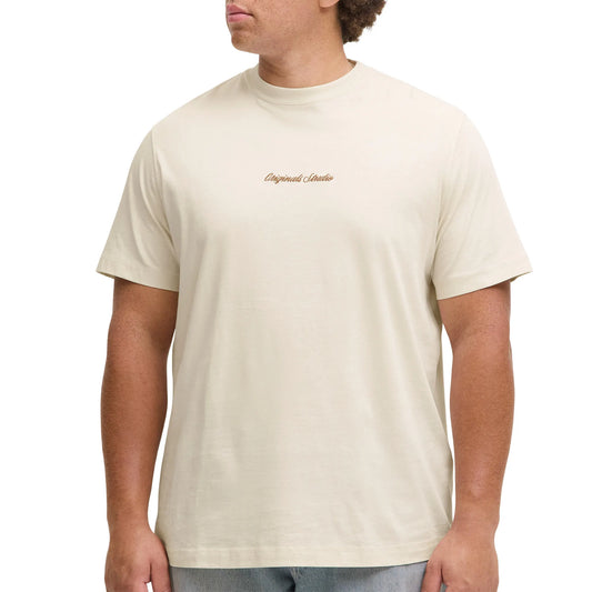 Jack & Jones Norrebro Embroidered Crew T-shirt (plussize) (12284161-ANTIQUEWHIT) Men