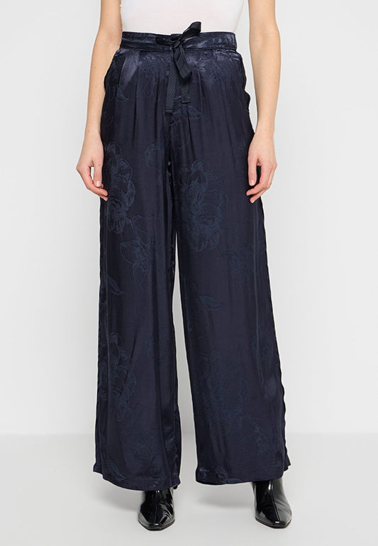 Satin jaquard wide leg pant Women