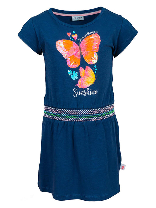 Salt and Pepper Dress Navy Kids