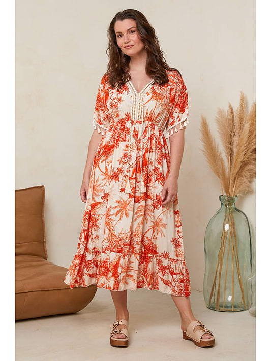 Curvy Lady Dress Orange / Cream Women