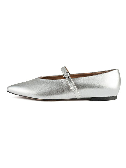 loft37 Leather Mary Janes Silver Women