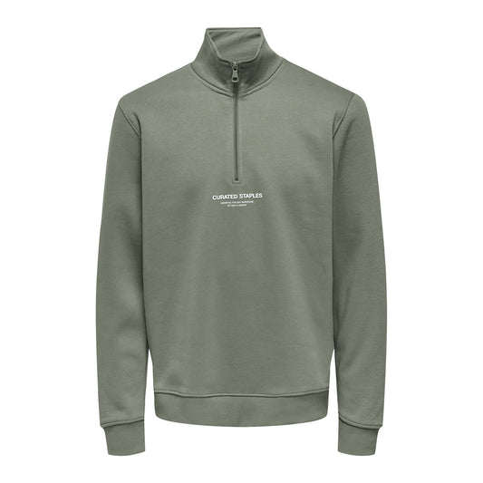 Only & Sons Curated Half Zip Sweater (22030922-CASTORGRAY) Men