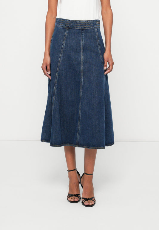 Karl Lagerfeld Fashion Denim A Line Skirt Mid Blue (B1W120141VA) Women