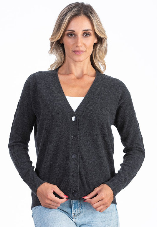 Dee Ocleppo Chunky V-Neck Cardigan/ Cables along the Sleeves/Long Sleeve (ZZO1R9R12-Q00) Women