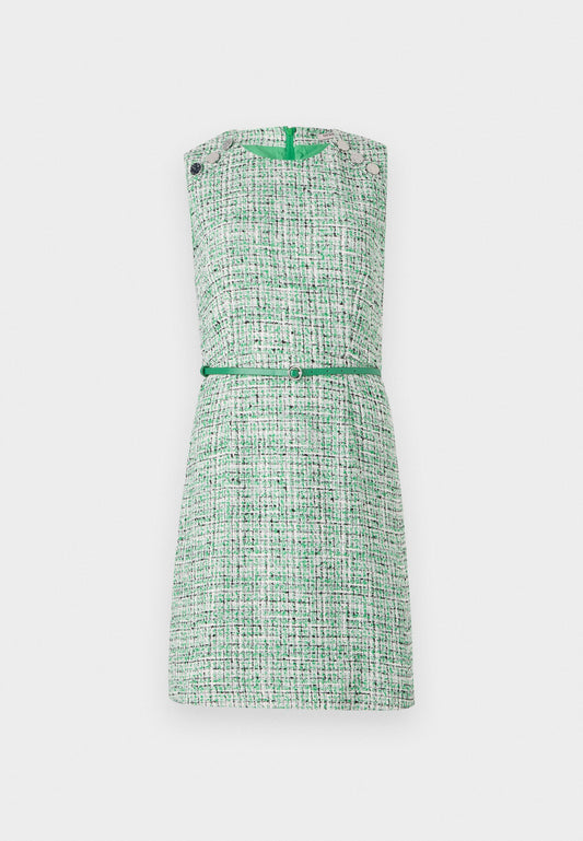 DR 4FLORADRESS_GB TWEED CHECK KNEE LENGTH SHORT SLEEVES Women