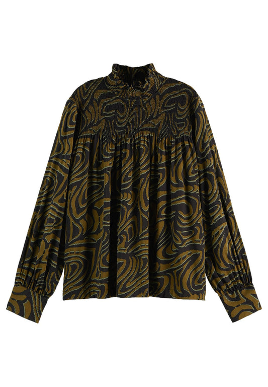 Printed smocked top Women