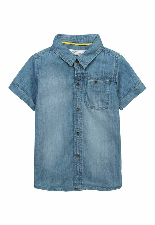 Minoti Washing contrast - Shirt blue denim (MBN24I00D-K11) Kids
