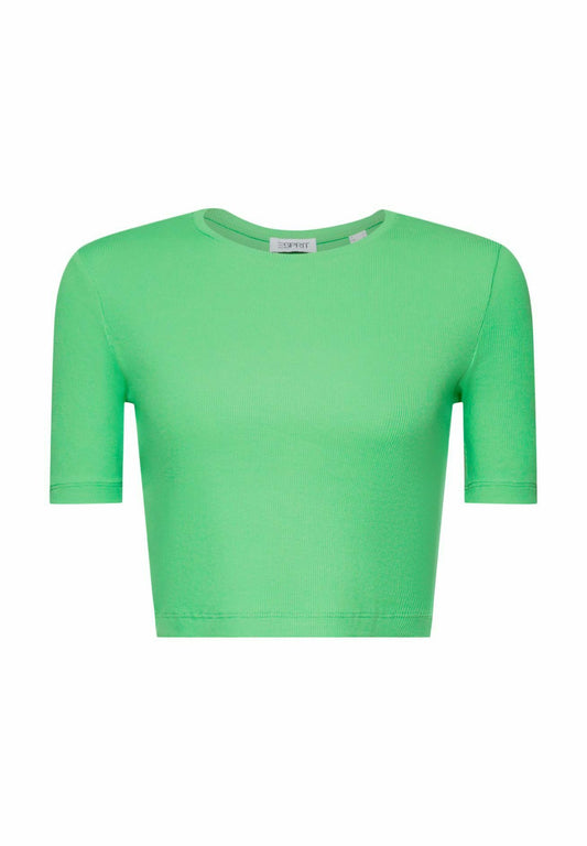 Geripptes Baumwoll-T-Shirt in verkürzter Länge Women