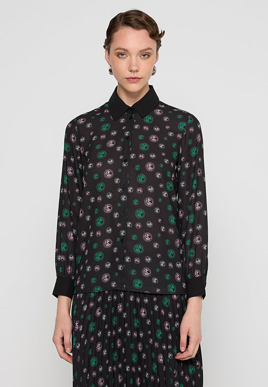 KARL LAGERFELD DOTS AOP FLUID BLOUSE Black (ZZO2Q1623-Q00) Women