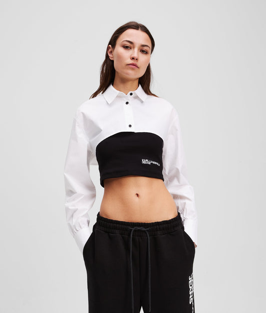 Karl Lagerfeld Jeans Klj Blocked Poplin Blouse Black/White (A3W11006998) Women