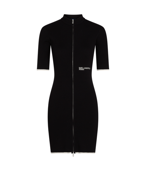 Karl Lagerfeld Jeans Klj Ss Knit Zip Dress Black (A3W13013999) Women