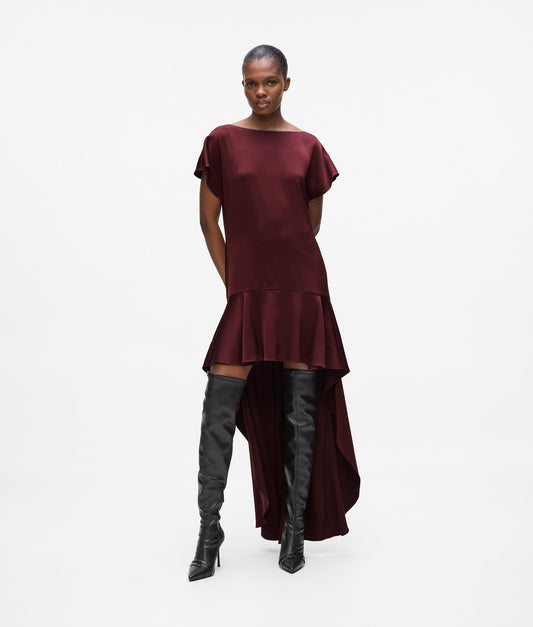 Karl Lagerfeld Fluid Satin Open Back Dress Windsor Burgundy (A4W13059548) Women