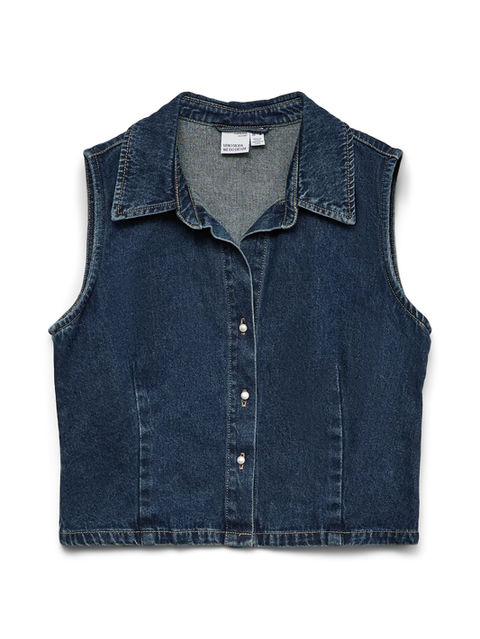 Molla Sleeveless Denim Waistcoat Dark Blue Denim (10342850) Women