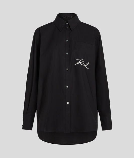 Karl Lagerfeld Signature Pocket Poplin Shirt Black (B1W11013999) Women