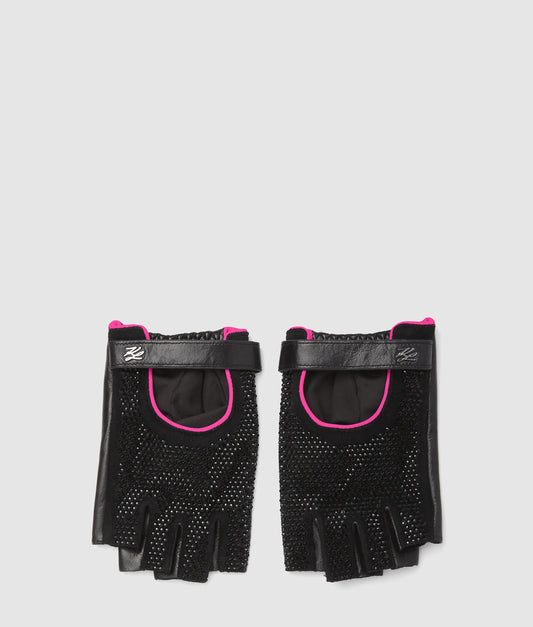 Karl Lagerfeld K/Autograph Rh Fl Glove Pink Black Embellishment (B1W331101RC) Women