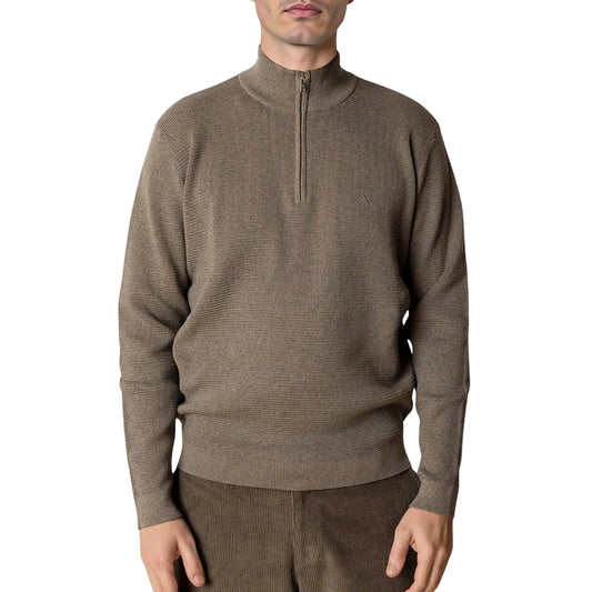 Clean Cut Copenhagen Oscar Knit Half Zip Sweater (CC3251-BRINDLEMELANG) Men