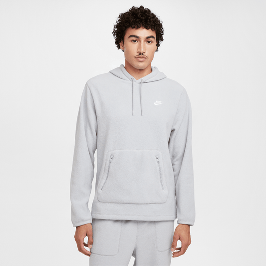 Nike Club Men's Winterized Pullover Hoodie Light Smoke Grey/Pure/White (FZ0660-077) Men