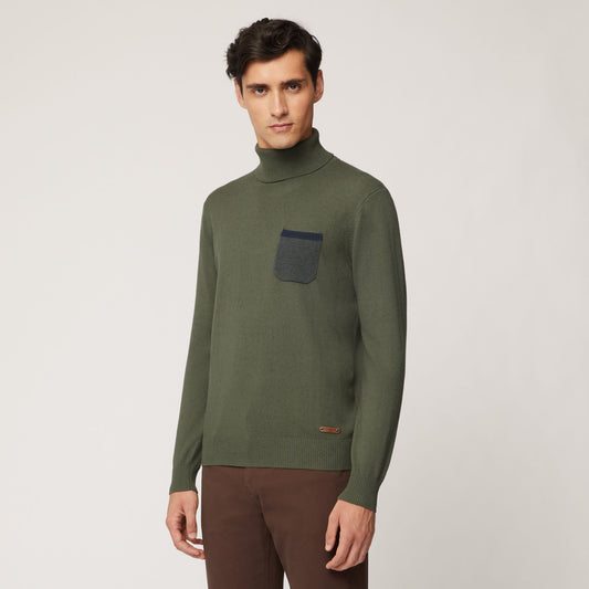 Harmont & Blaine Turtleneck With Chest Pocket Petrol Green (H0KJ12030314642) Men