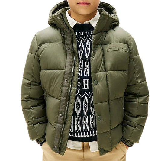 Tommy Hilfiger Mixed Texture Hooded Puffer Winterjacket (KB0KB10093-MRH) Kids