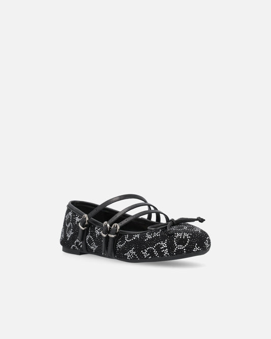 GIOIA 10 - BALLERINA  MICROFIBER STRASS BLACK Women