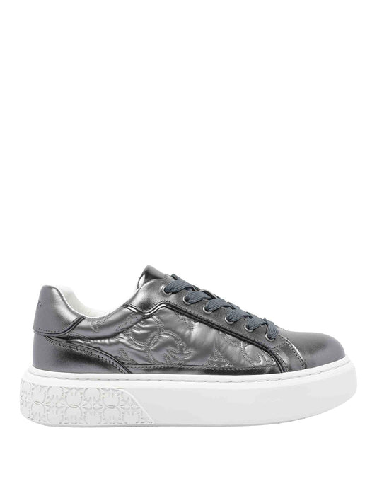 YOKO 21 - SNEAKER LAMINATED NAPPA/MONOGRAM FABRIC N PEWTER Women