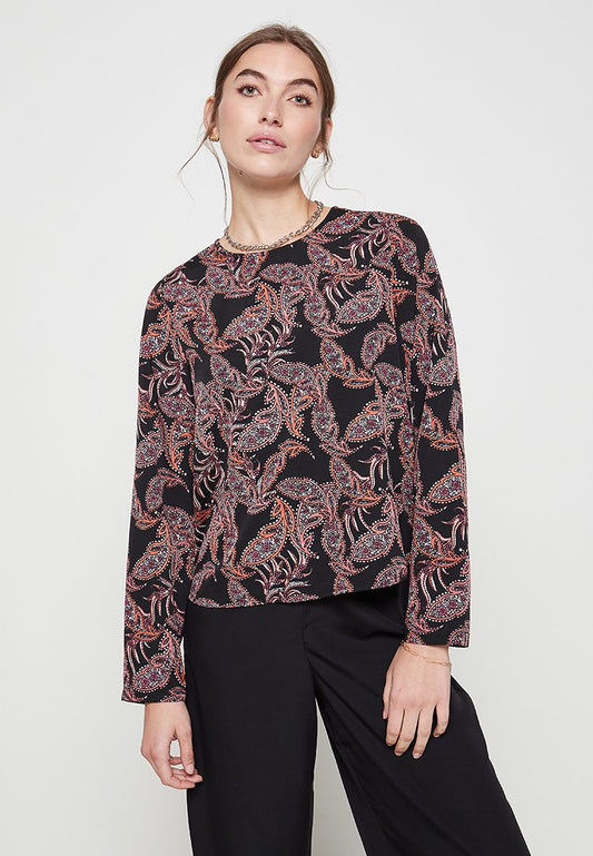 Vero Moda VMELINA LS BLOUSE WVN LT Mottled Black (ZZO1TKM11-Q00) Women