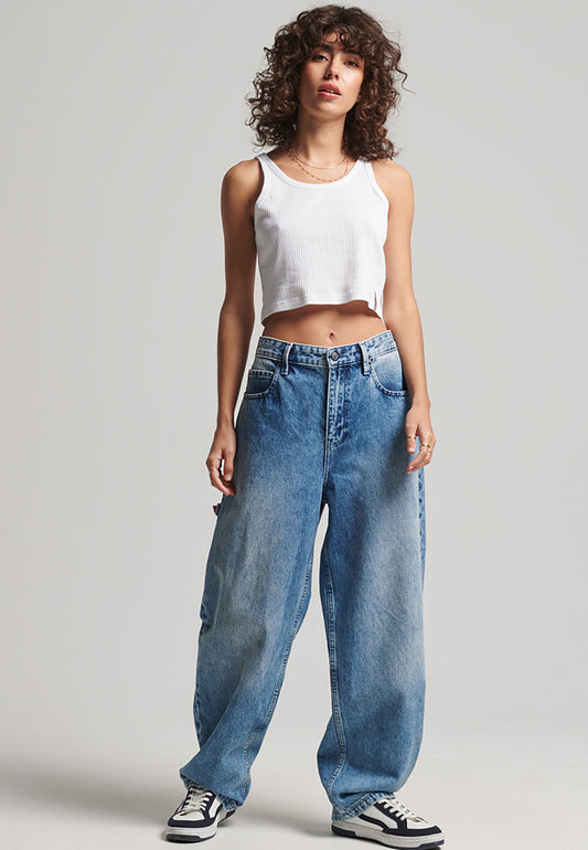 SUPERDRY Organic Cotton Vintage Ribbed Crop Vest Top Women
