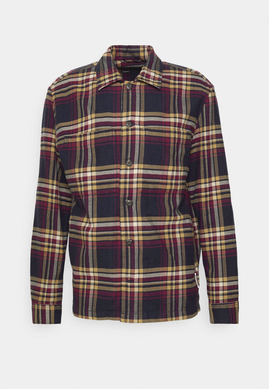 Marc O'Polo Overshirt with bowling collar, long sleeves, patched pockets, side seam pockets (MA322T0DY-K11) Men