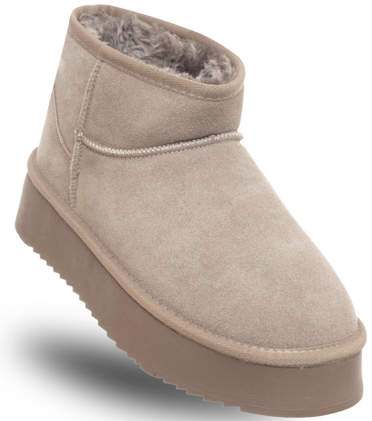 SOLO SOPRANI COUTURE Leather Ankle Boots SCW421P05/03 HUGH PLATFORM TAUPE (5883) Women